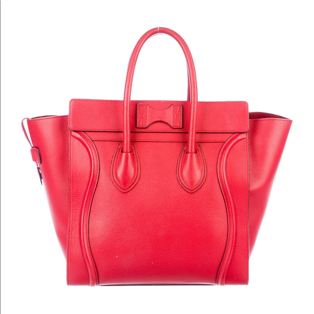 (SOLD) Red Celine Mini Luggage Tote - Picture 4 of 10
